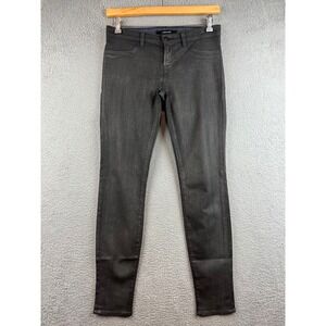 J Brand 29 Womens Skinny Jeans Coated Metallic Denim Pants Made in USA